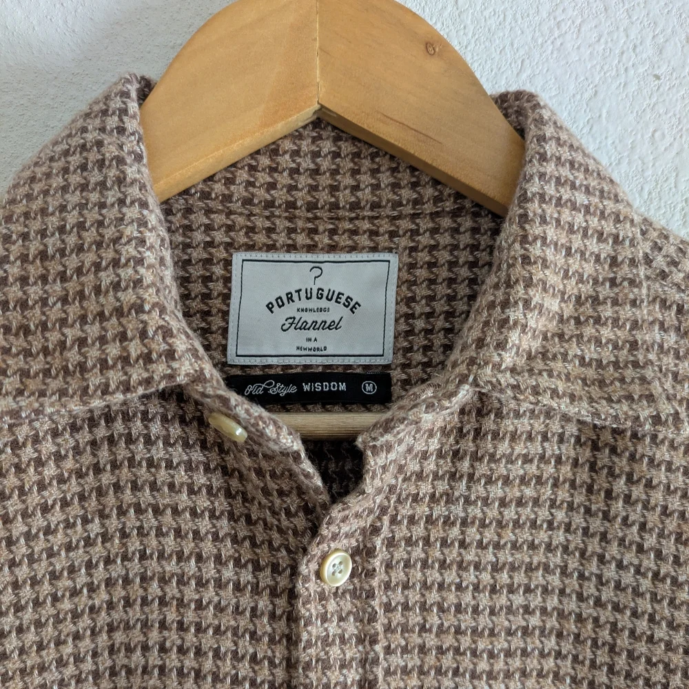 Portuguese Flannel Abstract Houndstooth Flannel Button Up Shirt - Picture 2 of 7